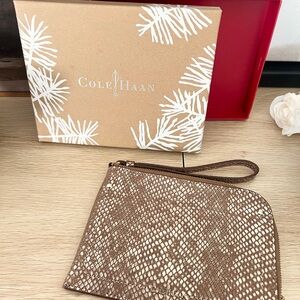 Cole Haan City Parker Colorblock Wristlet Metallic/orange New With Tags Boxed